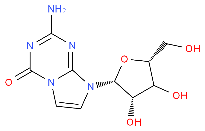 2-amino-8-[(2R,3S,5R)-3,4-dihydroxy-5-(hydroxymethyl)oxolan-2-yl]-4H,8H-imidazo[1,2-a][1,3,5]triazin-4-one_分子结构_CAS_67410-65-5