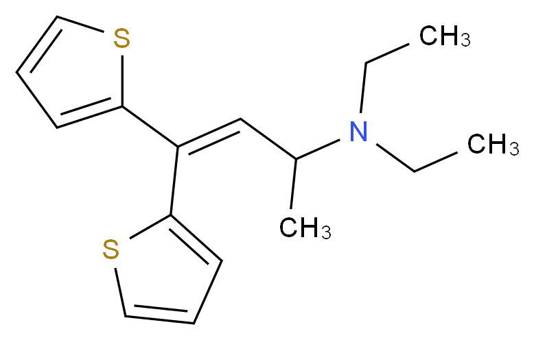 [4,4-bis(thiophen-2-yl)but-3-en-2-yl]diethylamine_分子结构_CAS_86-14-6