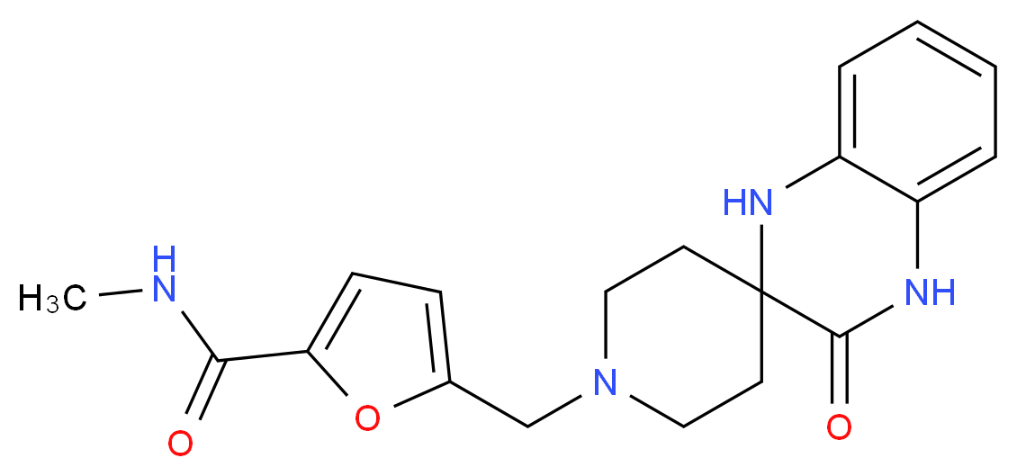 N-methyl-5-[(3'-oxo-3',4'-dihydro-1H,1'H-spiro[piperidine-4,2'-quinoxalin]-1-yl)methyl]-2-furamide_分子结构_CAS_)