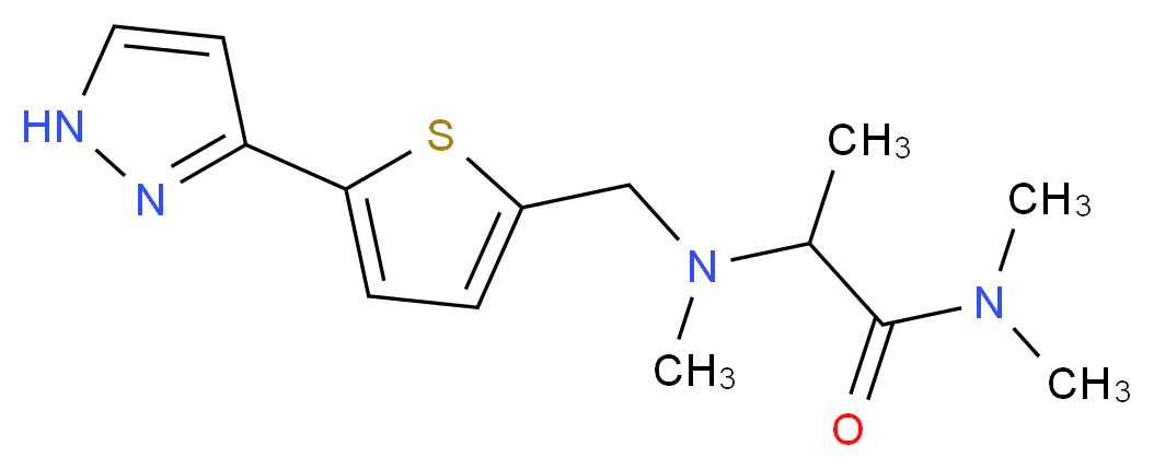 N,N-dimethyl-2-(methyl{[5-(1H-pyrazol-3-yl)-2-thienyl]methyl}amino)propanamide_分子结构_CAS_)