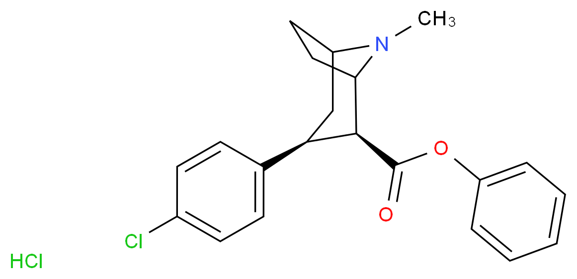 phenyl (2S,3S)-3-(4-chlorophenyl)-8-methyl-8-azabicyclo[3.2.1]octane-2-carboxylate hydrochloride_分子结构_CAS_141807-57-0