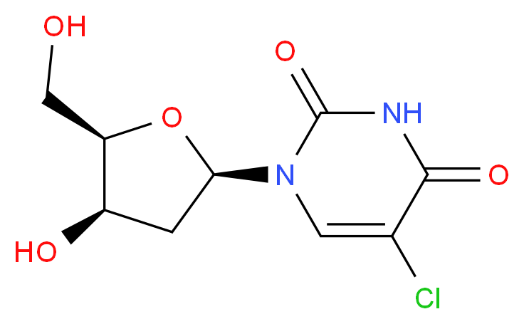 5-chloro-1-[(2R,4R,5R)-4-hydroxy-5-(hydroxymethyl)oxolan-2-yl]-1,2,3,4-tetrahydropyrimidine-2,4-dione_分子结构_CAS_50-90-8