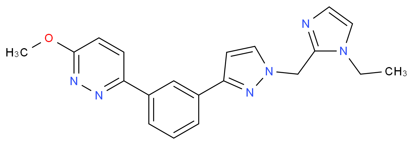 3-(3-{1-[(1-ethyl-1H-imidazol-2-yl)methyl]-1H-pyrazol-3-yl}phenyl)-6-methoxypyridazine_分子结构_CAS_)
