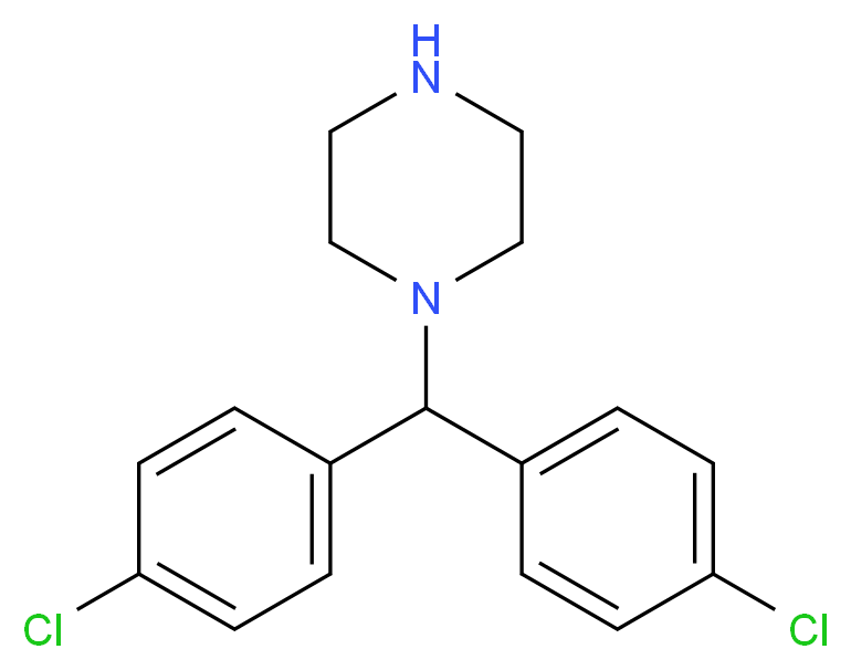 1-[bis(4-chlorophenyl)methyl]piperazine_分子结构_CAS_27469-61-0