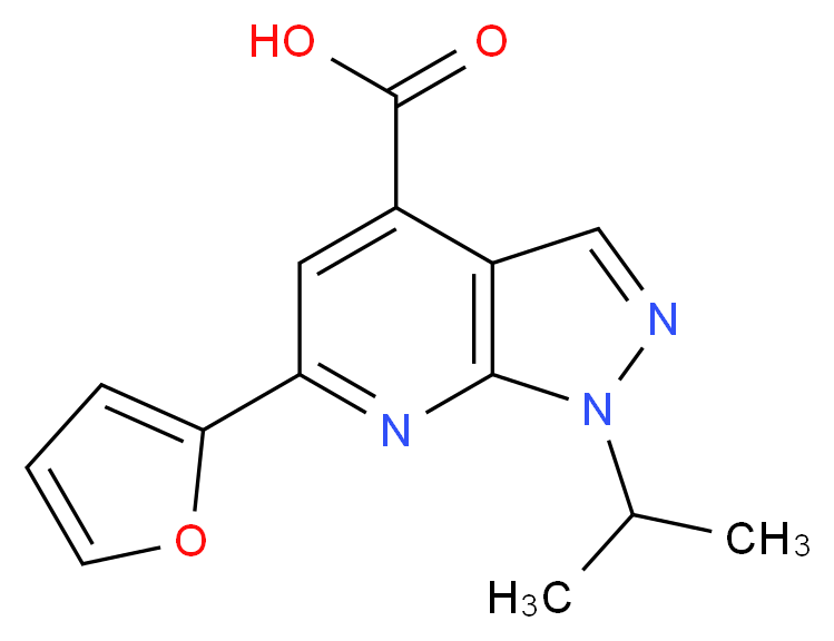 6-(Furan-2-yl)-1-isopropyl-1H-pyrazolo[3,4-b]pyridine-4-carboxylic acid_分子结构_CAS_900137-06-6)