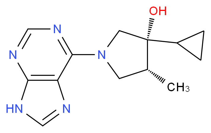 (3R*,4R*)-3-cyclopropyl-4-methyl-1-(9H-purin-6-yl)pyrrolidin-3-ol_分子结构_CAS_)