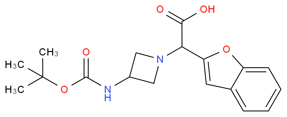 BENZOFURAN-2-YL-(3-N-BOC-AMINO-AZETIDIN-1-YL)-ACETIC ACID_分子结构_CAS_885275-29-6)