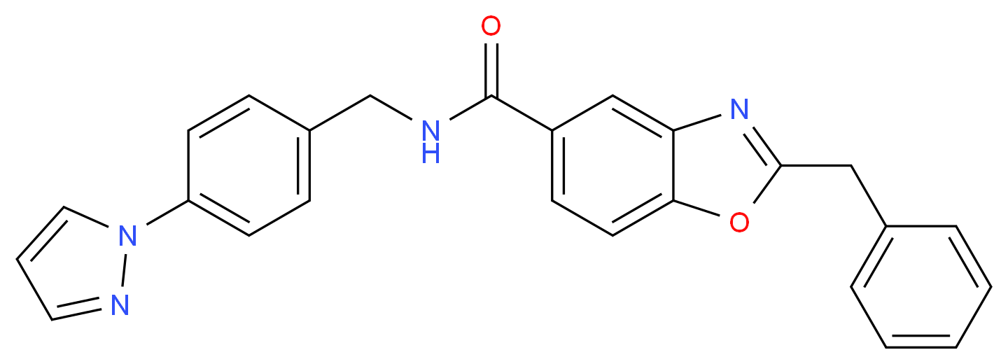 2-benzyl-N-[4-(1H-pyrazol-1-yl)benzyl]-1,3-benzoxazole-5-carboxamide_分子结构_CAS_)