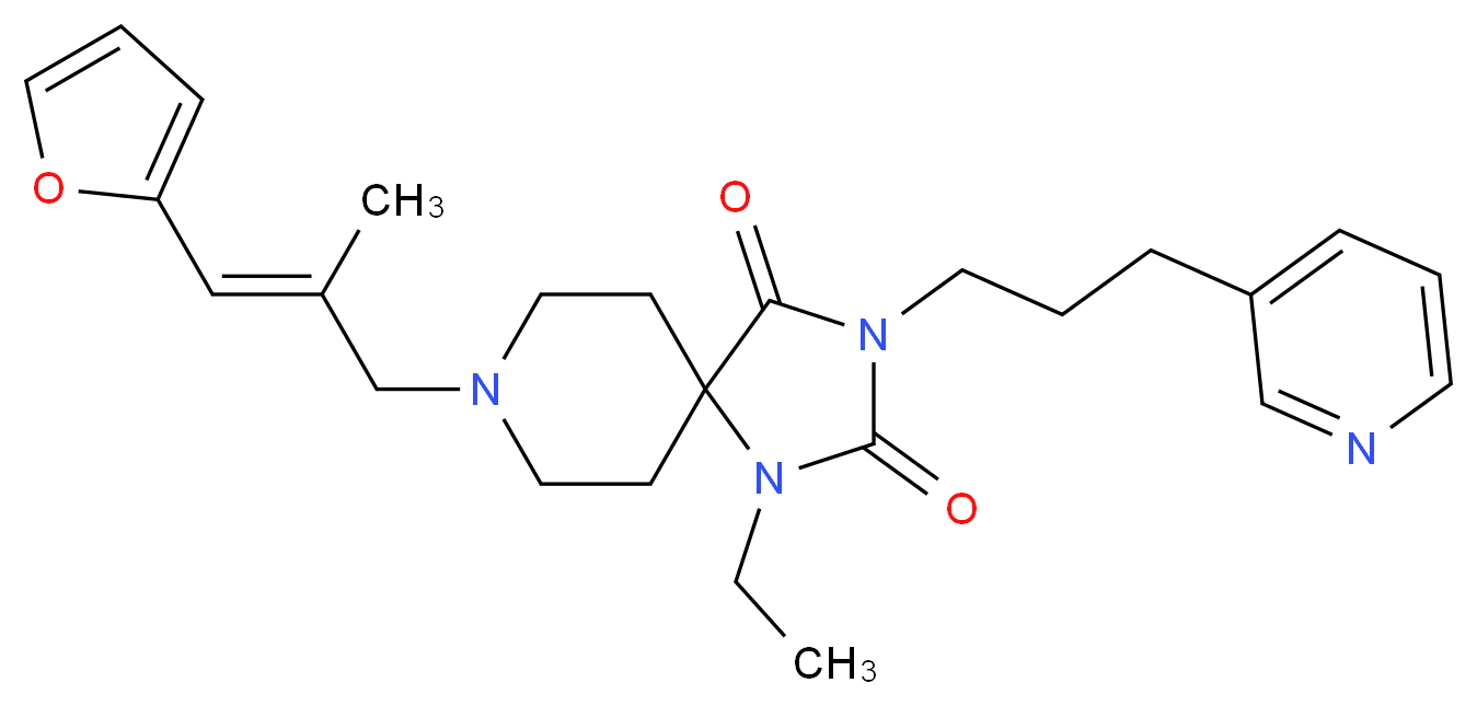1-ethyl-8-[(2E)-3-(2-furyl)-2-methyl-2-propen-1-yl]-3-[3-(3-pyridinyl)propyl]-1,3,8-triazaspiro[4.5]decane-2,4-dione_分子结构_CAS_)