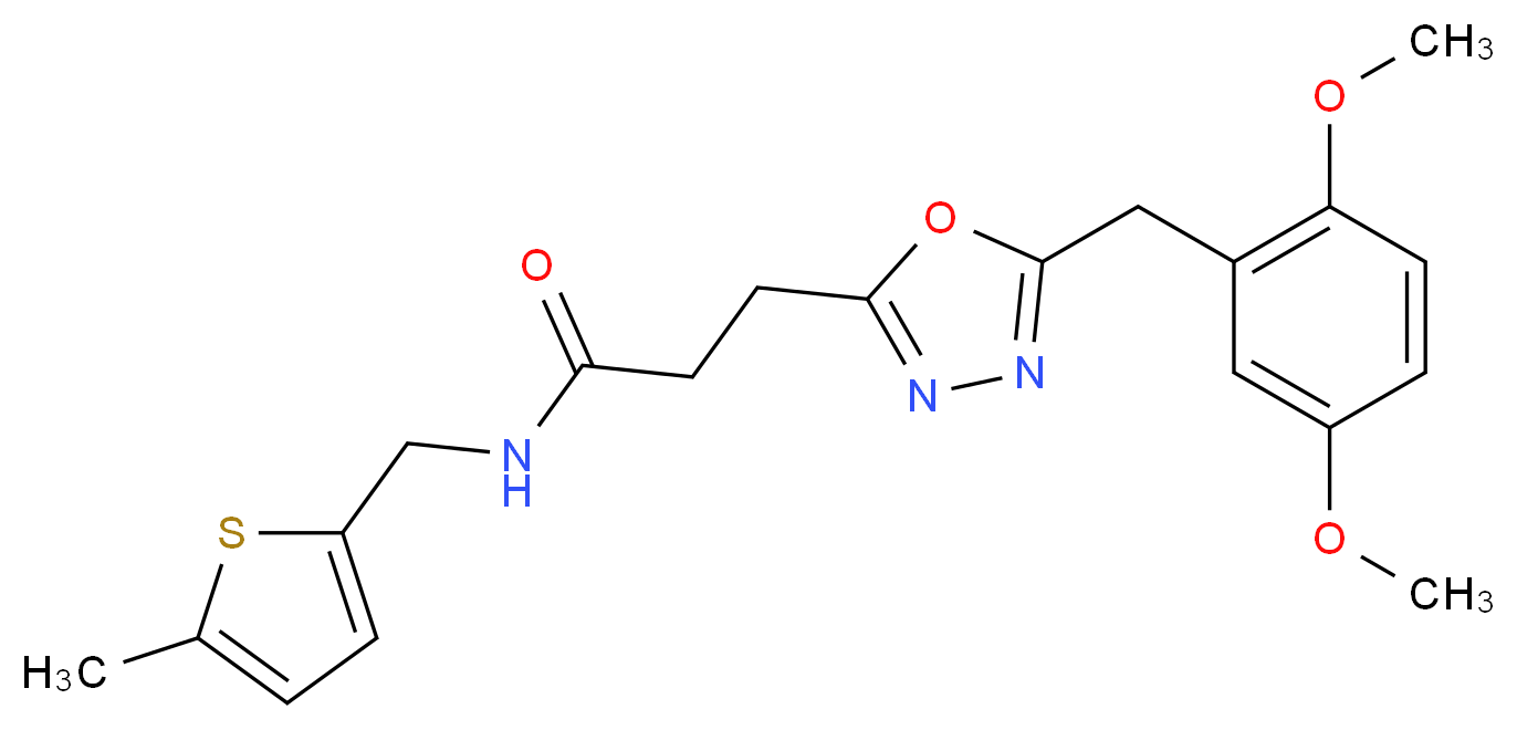 3-[5-(2,5-dimethoxybenzyl)-1,3,4-oxadiazol-2-yl]-N-[(5-methyl-2-thienyl)methyl]propanamide_分子结构_CAS_)