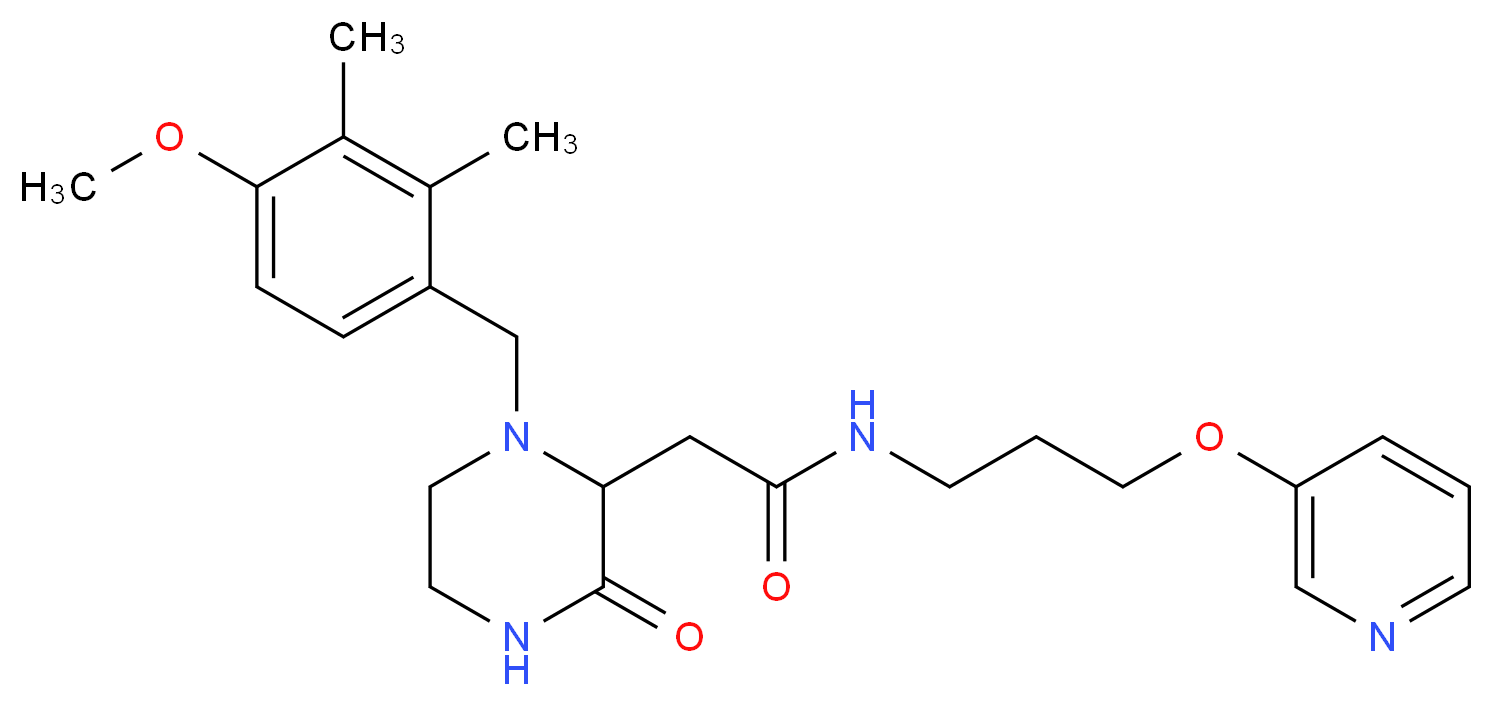 2-[1-(4-methoxy-2,3-dimethylbenzyl)-3-oxo-2-piperazinyl]-N-[3-(3-pyridinyloxy)propyl]acetamide_分子结构_CAS_)