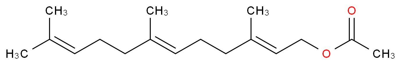 (2E,6E)-3,7,11-trimethyldodeca-2,6,10-trien-1-yl acetate_分子结构_CAS_4128-17-0