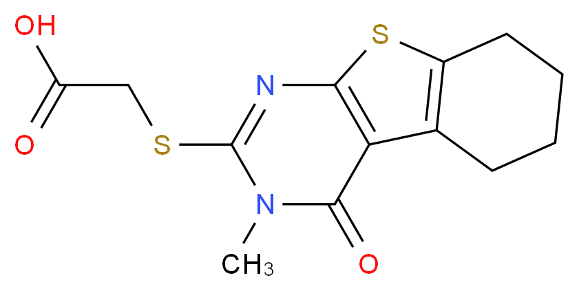 2-({4-methyl-3-oxo-8-thia-4,6-diazatricyclo[7.4.0.0^{2,7}]trideca-1(9),2(7),5-trien-5-yl}sulfanyl)acetic acid_分子结构_CAS_59898-74-7