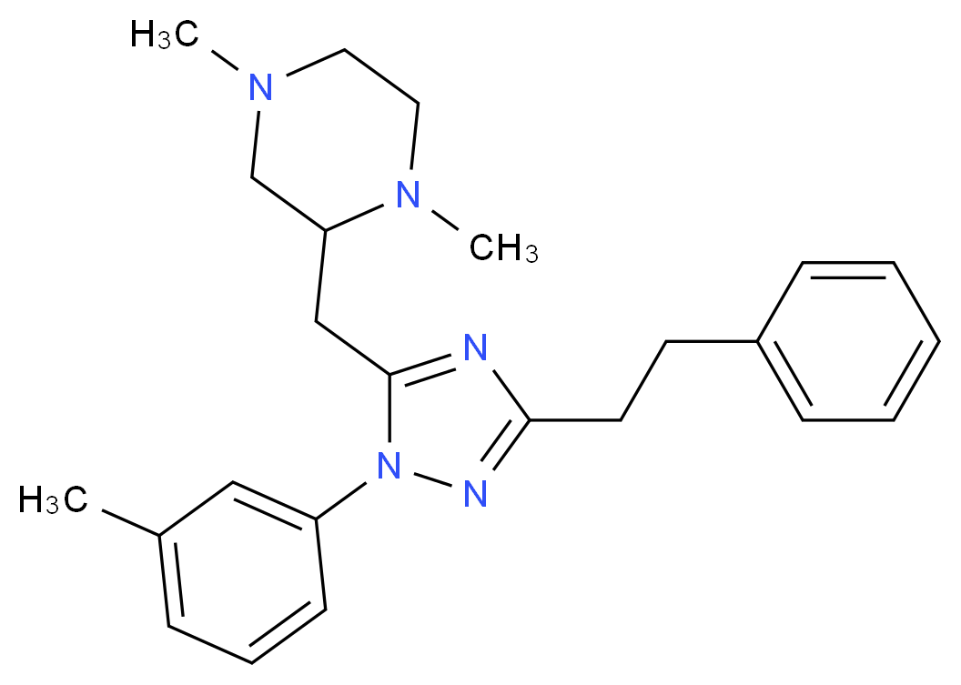 1,4-dimethyl-2-{[1-(3-methylphenyl)-3-(2-phenylethyl)-1H-1,2,4-triazol-5-yl]methyl}piperazine_分子结构_CAS_)