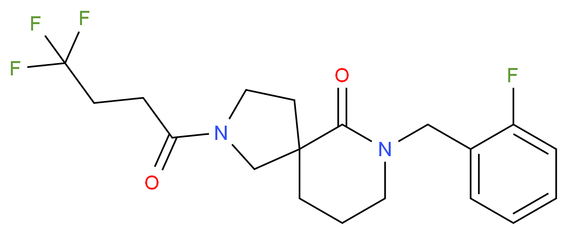 7-(2-fluorobenzyl)-2-(4,4,4-trifluorobutanoyl)-2,7-diazaspiro[4.5]decan-6-one_分子结构_CAS_)