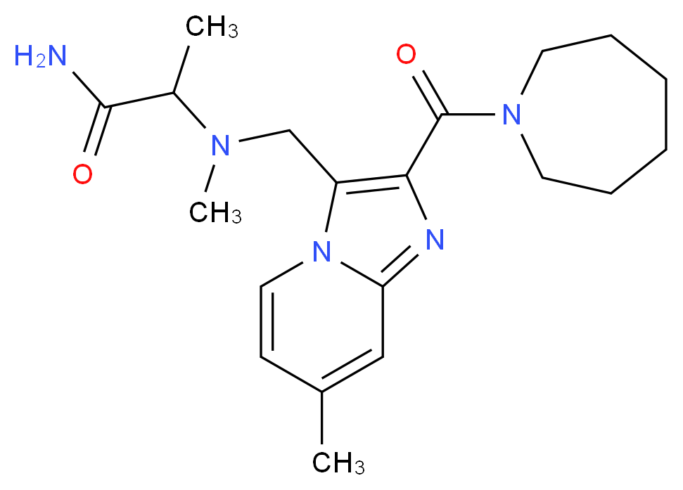 N~2~-{[2-(azepan-1-ylcarbonyl)-7-methylimidazo[1,2-a]pyridin-3-yl]methyl}-N~2~-methylalaninamide_分子结构_CAS_)