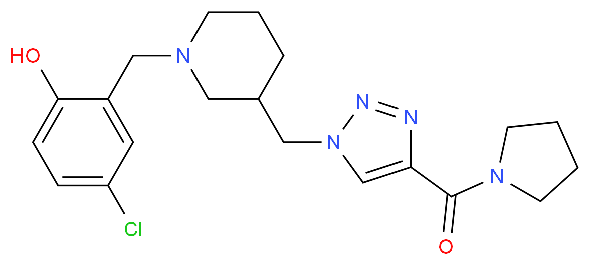 4-chloro-2-[(3-{[4-(1-pyrrolidinylcarbonyl)-1H-1,2,3-triazol-1-yl]methyl}-1-piperidinyl)methyl]phenol_分子结构_CAS_)