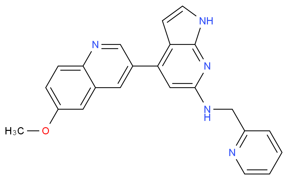 4-(6-methoxyquinolin-3-yl)-N-(pyridin-2-ylmethyl)-1H-pyrrolo[2,3-b]pyridin-6-amine_分子结构_CAS_)