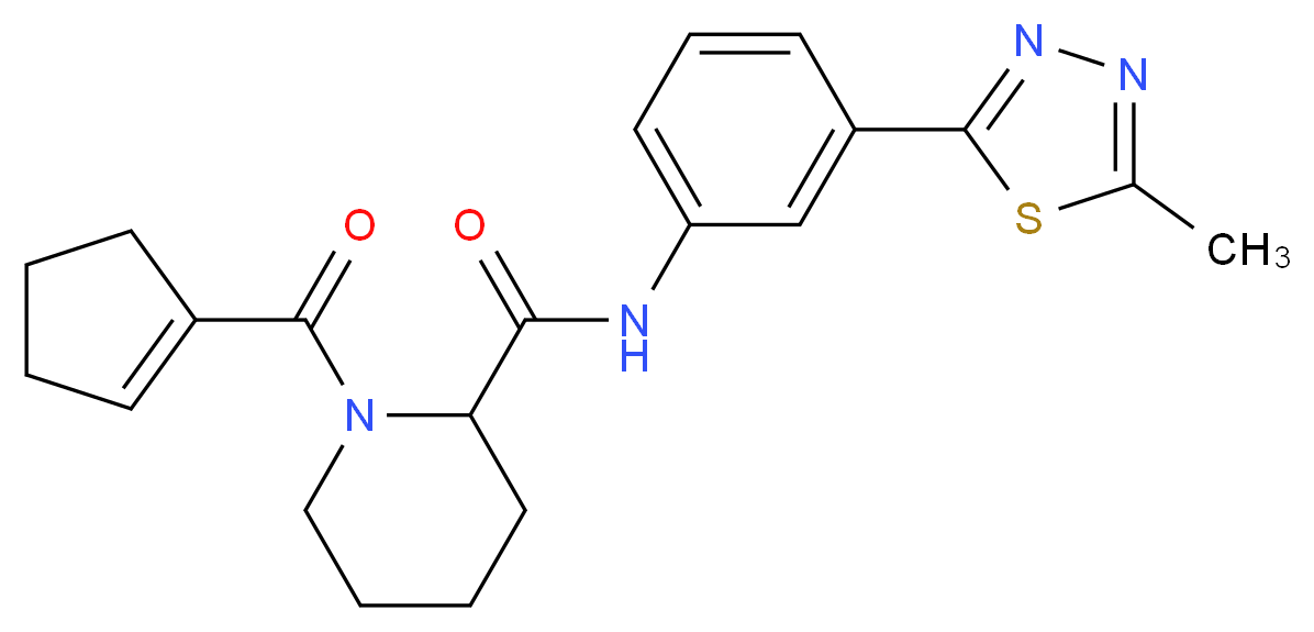1-(1-cyclopenten-1-ylcarbonyl)-N-[3-(5-methyl-1,3,4-thiadiazol-2-yl)phenyl]-2-piperidinecarboxamide_分子结构_CAS_)