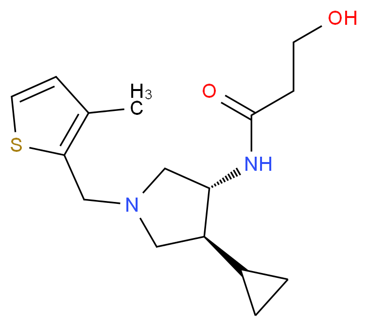 N-{(3R*,4S*)-4-cyclopropyl-1-[(3-methyl-2-thienyl)methyl]-3-pyrrolidinyl}-3-hydroxypropanamide_分子结构_CAS_)