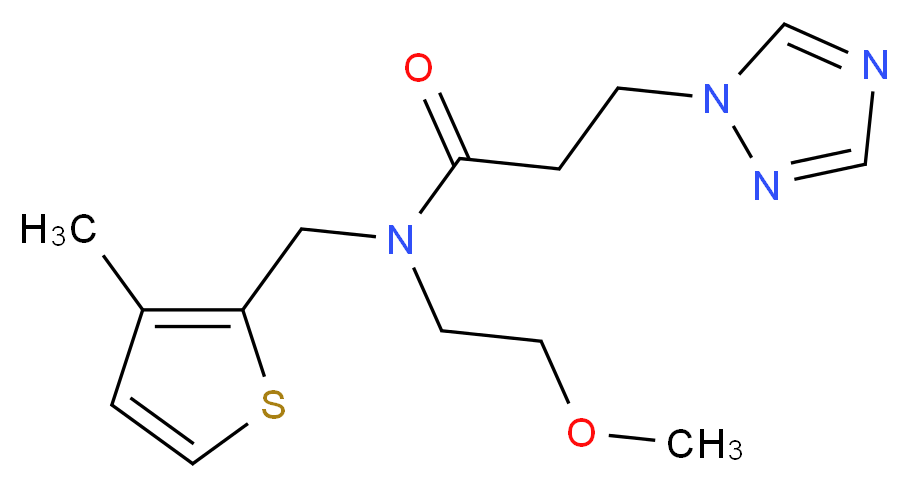N-(2-methoxyethyl)-N-[(3-methyl-2-thienyl)methyl]-3-(1H-1,2,4-triazol-1-yl)propanamide_分子结构_CAS_)