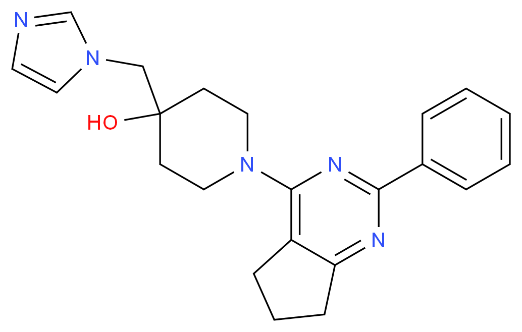 4-(1H-imidazol-1-ylmethyl)-1-(2-phenyl-6,7-dihydro-5H-cyclopenta[d]pyrimidin-4-yl)piperidin-4-ol_分子结构_CAS_)
