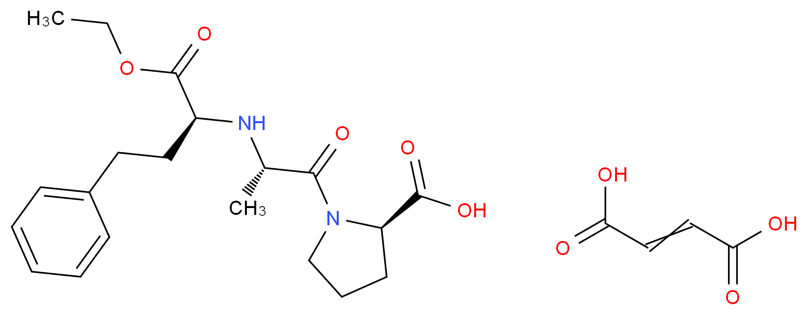 (2R)-1-[(2S)-2-{[(2S)-1-ethoxy-1-oxo-4-phenylbutan-2-yl]amino}propanoyl]pyrrolidine-2-carboxylic acid; but-2-enedioic acid_分子结构_CAS_76095-16-4