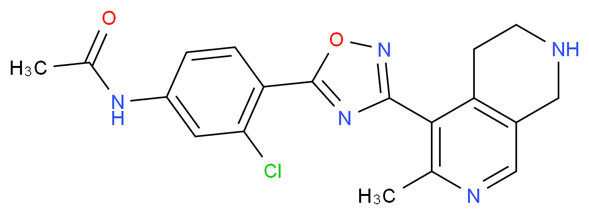 N-{3-chloro-4-[3-(3-methyl-5,6,7,8-tetrahydro-2,7-naphthyridin-4-yl)-1,2,4-oxadiazol-5-yl]phenyl}acetamide_分子结构_CAS_)