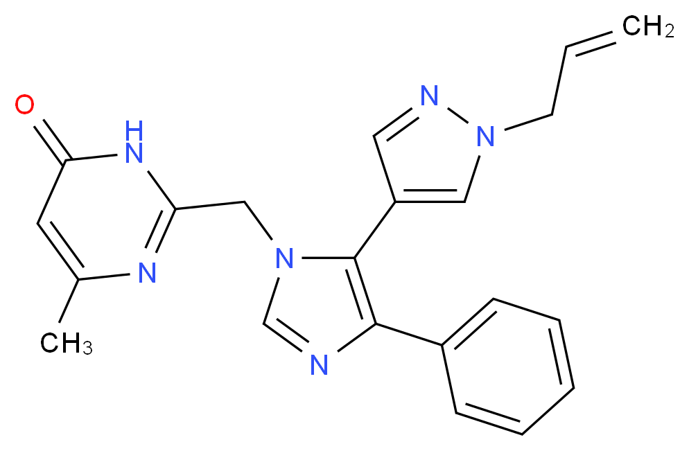 2-{[5-(1-allyl-1H-pyrazol-4-yl)-4-phenyl-1H-imidazol-1-yl]methyl}-6-methylpyrimidin-4(3H)-one_分子结构_CAS_)