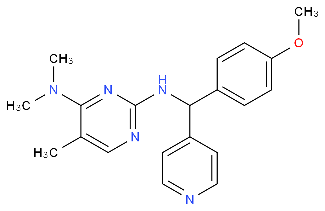 N~2~-[(4-methoxyphenyl)(pyridin-4-yl)methyl]-N~4~,N~4~,5-trimethylpyrimidine-2,4-diamine_分子结构_CAS_)