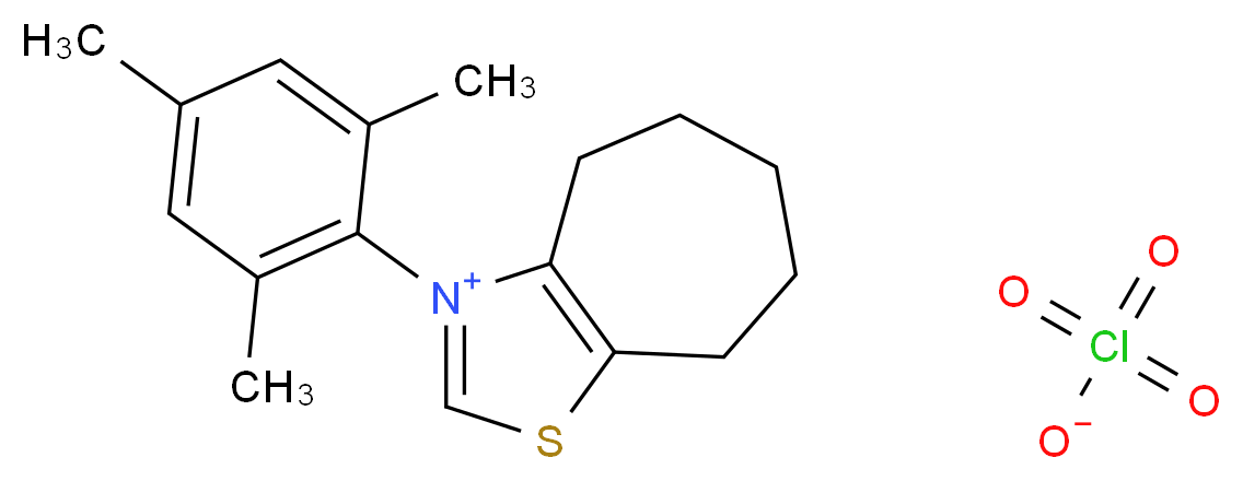 3-(2,4,6-trimethylphenyl)-4H,5H,6H,7H,8H-1,3λ<sup>5</sup>-cyclohepta[d][1,3λ<sup>5</sup>]thiazol-3-ylium perchlorate_分子结构_CAS_1062158-63-7