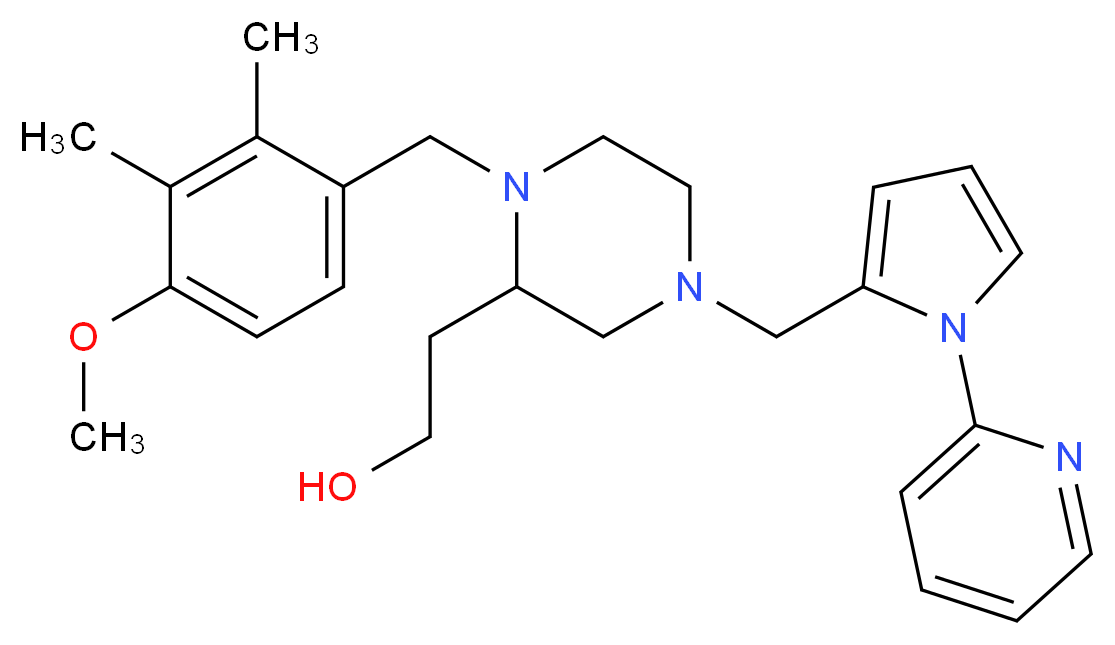2-(1-(4-methoxy-2,3-dimethylbenzyl)-4-{[1-(2-pyridinyl)-1H-pyrrol-2-yl]methyl}-2-piperazinyl)ethanol_分子结构_CAS_)