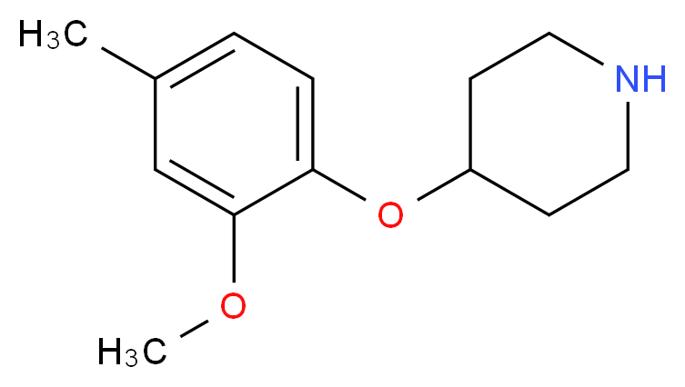 4-(2-methoxy-4-methylphenoxy)piperidine_分子结构_CAS_883543-21-3