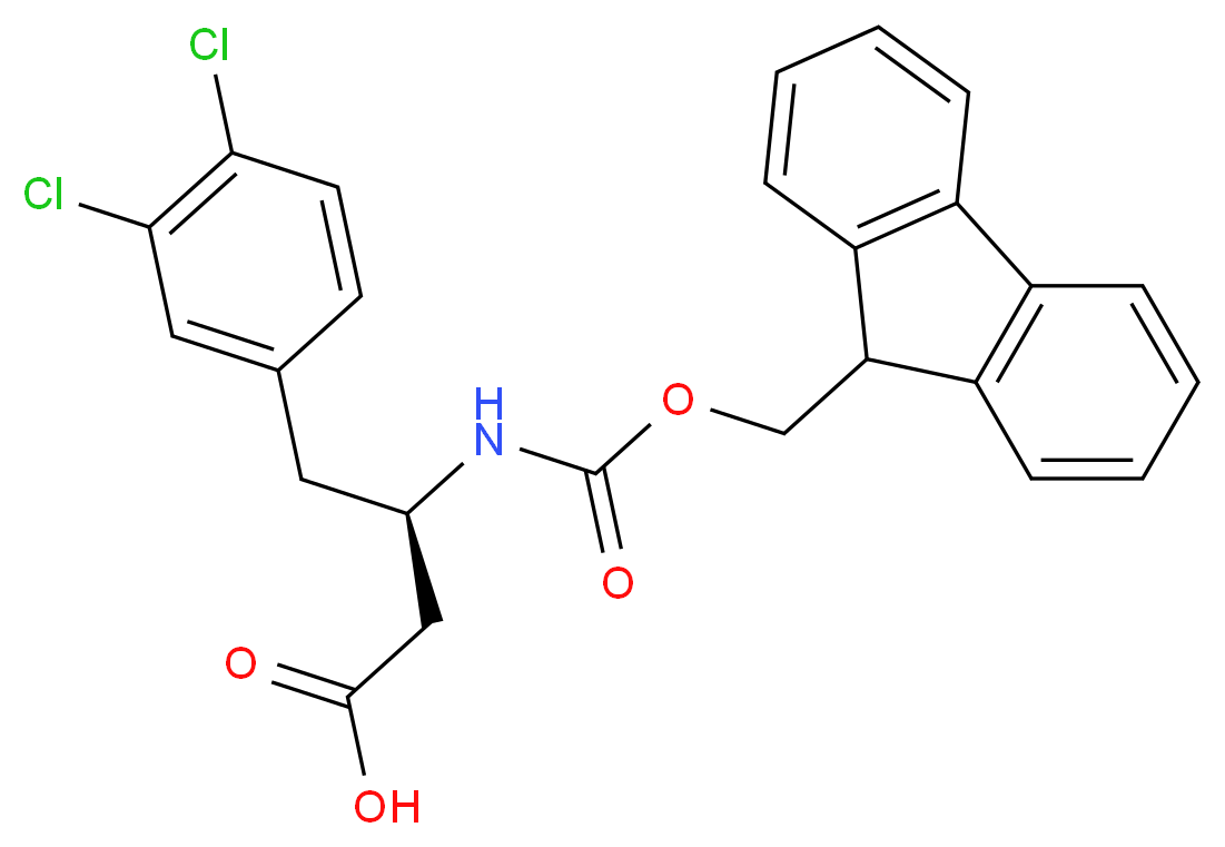 (3R)-4-(3,4-dichlorophenyl)-3-{[(9H-fluoren-9-ylmethoxy)carbonyl]amino}butanoic acid_分子结构_CAS_269396-57-8