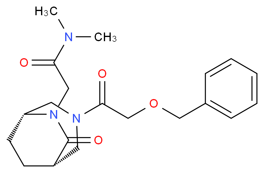2-{(1S*,5R*)-3-[(benzyloxy)acetyl]-7-oxo-3,6-diazabicyclo[3.2.2]non-6-yl}-N,N-dimethylacetamide_分子结构_CAS_)