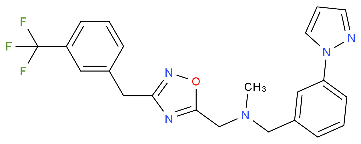 N-methyl-1-[3-(1H-pyrazol-1-yl)phenyl]-N-({3-[3-(trifluoromethyl)benzyl]-1,2,4-oxadiazol-5-yl}methyl)methanamine_分子结构_CAS_)