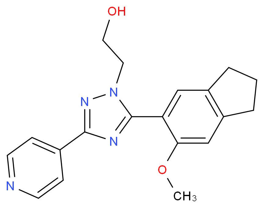 2-[5-(6-methoxy-2,3-dihydro-1H-inden-5-yl)-3-pyridin-4-yl-1H-1,2,4-triazol-1-yl]ethanol_分子结构_CAS_)