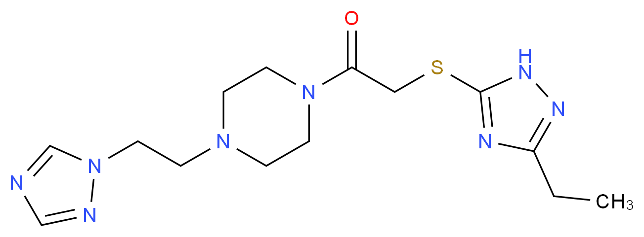 1-{[(3-ethyl-1H-1,2,4-triazol-5-yl)thio]acetyl}-4-[2-(1H-1,2,4-triazol-1-yl)ethyl]piperazine_分子结构_CAS_)