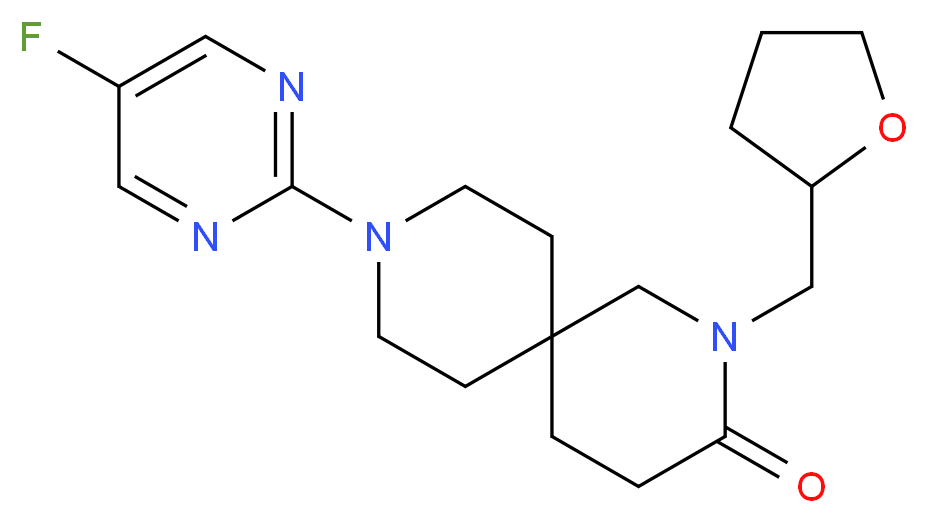 9-(5-fluoro-2-pyrimidinyl)-2-(tetrahydro-2-furanylmethyl)-2,9-diazaspiro[5.5]undecan-3-one_分子结构_CAS_)