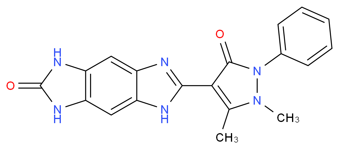 6-(1,5-dimethyl-3-oxo-2-phenyl-2,3-dihydro-1H-pyrazol-4-yl)-3,5-dihydroimidazo[4,5-f]benzimidazol-2(1H)-one_分子结构_CAS_)