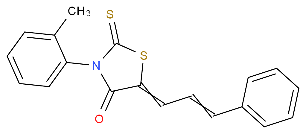 3-(2-methylphenyl)-5-(3-phenylprop-2-en-1-ylidene)-2-sulfanylidene-1,3-thiazolidin-4-one_分子结构_CAS_307525-40-2