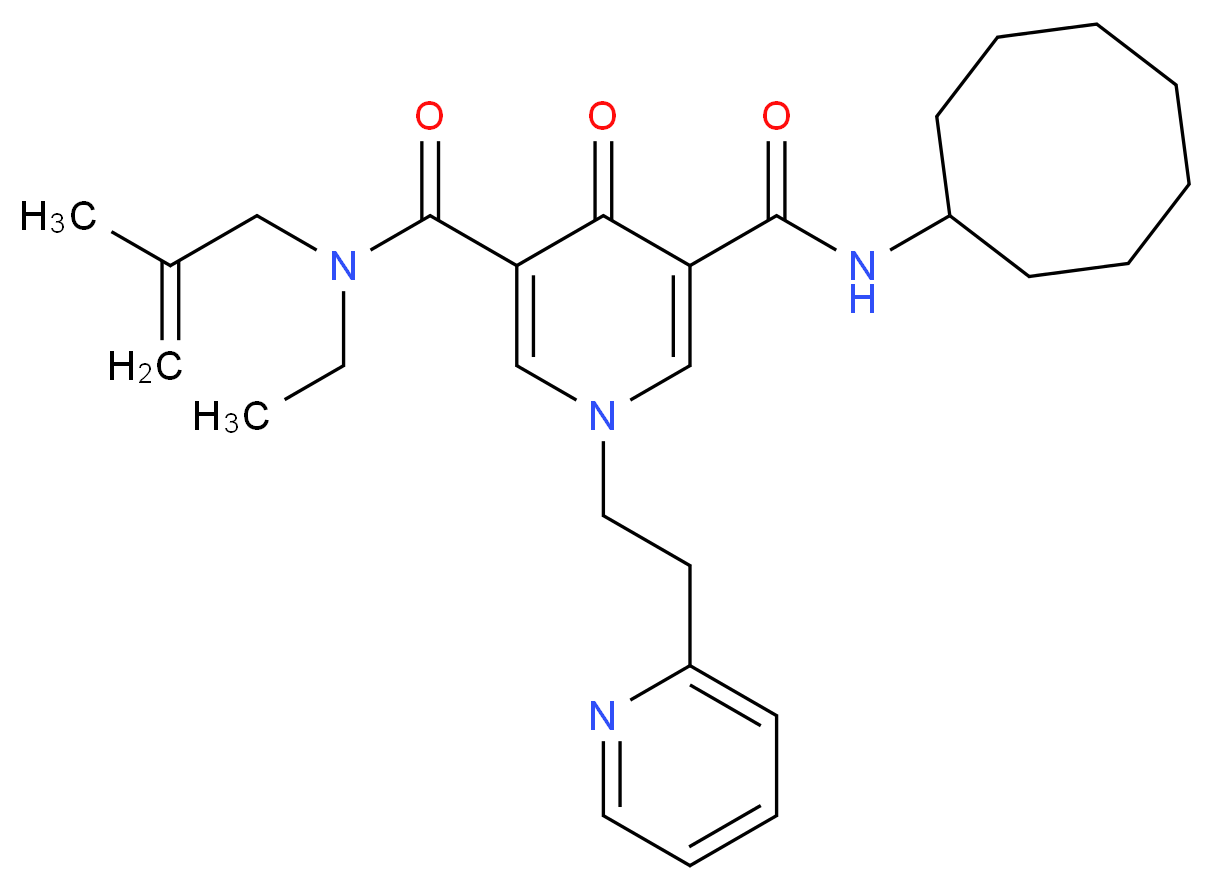 N'-cyclooctyl-N-ethyl-N-(2-methyl-2-propen-1-yl)-4-oxo-1-[2-(2-pyridinyl)ethyl]-1,4-dihydro-3,5-pyridinedicarboxamide_分子结构_CAS_)