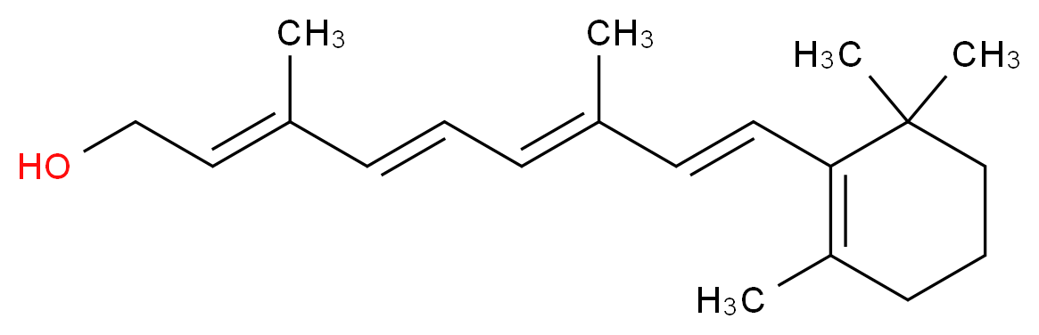 (2E,4E,6E,8E)-3,7-dimethyl-9-(2,6,6-trimethylcyclohex-1-en-1-yl)nona-2,4,6,8-tetraen-1-ol_分子结构_CAS_68-26-8