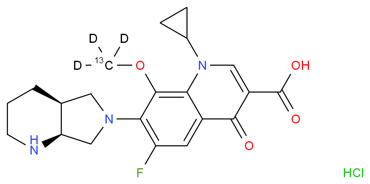 7-[(4aS,7aS)-octahydro-1H-pyrrolo[3,4-b]pyridin-6-yl]-1-cyclopropyl-6-fluoro-8-(<sup>1</sup><sup>3</sup>C,<sup>2</sup>H<sub>3</sub>)methoxy-4-oxo-1,4-dihydroquinoline-3-carboxylic acid hydrochloride_分子结构_CAS_1246816-75-0