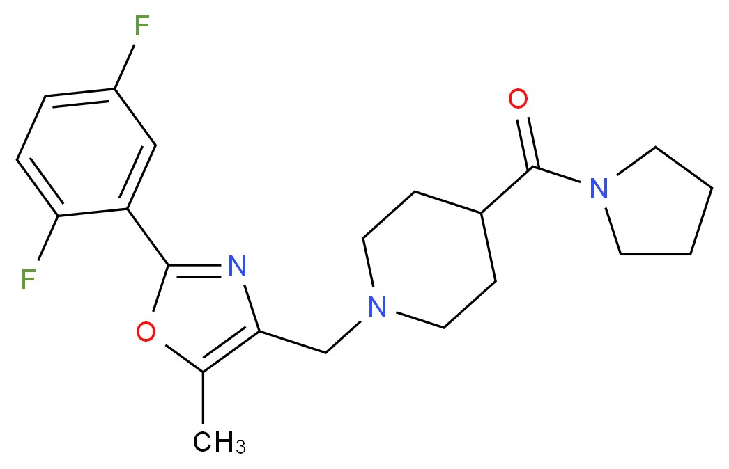 1-{[2-(2,5-difluorophenyl)-5-methyl-1,3-oxazol-4-yl]methyl}-4-(1-pyrrolidinylcarbonyl)piperidine_分子结构_CAS_)