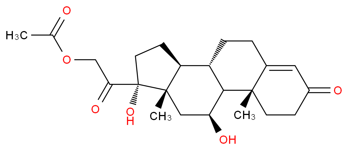 2-((8S,9S,10R,11S,13S,14S,17R)-11,17-dihydroxy-10,13-dimethyl-3-oxo-2,3,6,7,8,9,10,11,12,13,14,15,16,17-tetradecahydro-1H-cyclopenta[a]phenanthren-17-yl)-2-oxoethyl acetate_分子结构_CAS_)