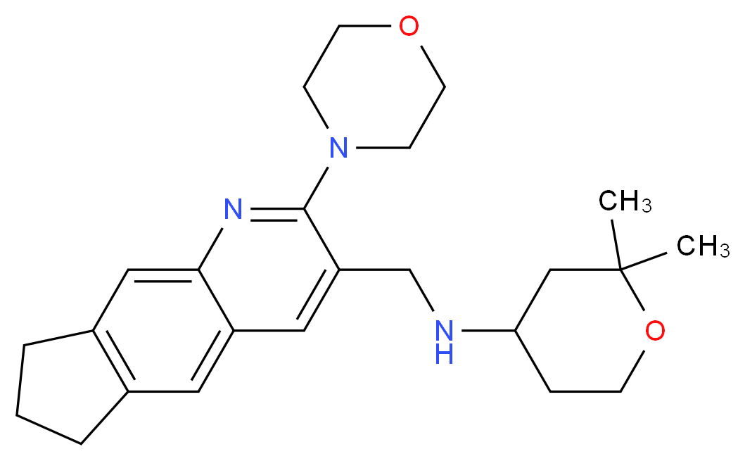 (2,2-dimethyltetrahydro-2H-pyran-4-yl){[2-(4-morpholinyl)-7,8-dihydro-6H-cyclopenta[g]quinolin-3-yl]methyl}amine_分子结构_CAS_)
