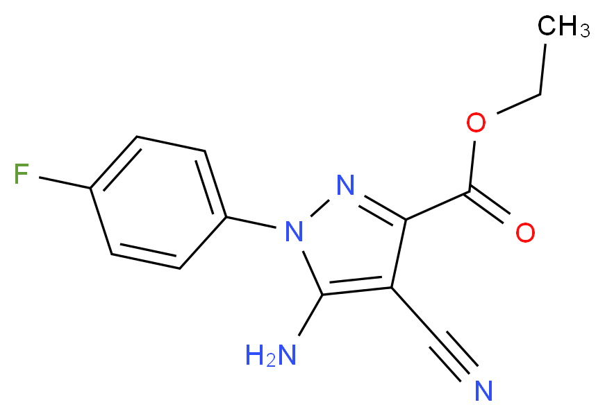 Ethyl 5-amino-4-cyano-1-(4-fluorophenyl)-1H-pyrazole-3-carboxylate_分子结构_CAS_1001665-65-1)