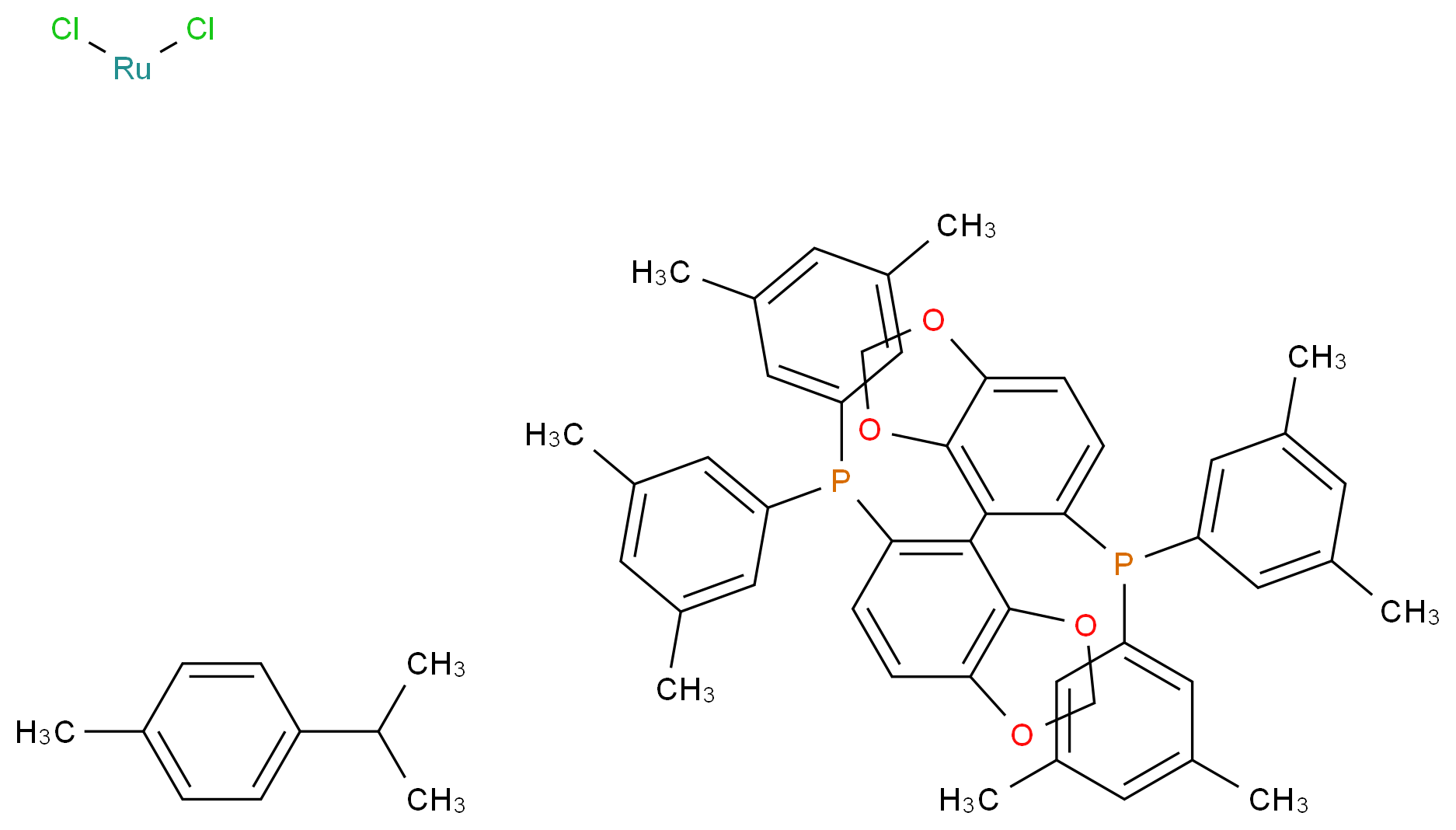 (S)-RuCl[(p-异丙基甲苯)(DM-SEGPHOS&reg;)]Cl_分子结构_CAS_944451-31-4)