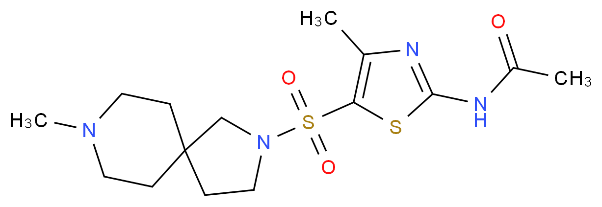 N-{4-methyl-5-[(8-methyl-2,8-diazaspiro[4.5]dec-2-yl)sulfonyl]-1,3-thiazol-2-yl}acetamide_分子结构_CAS_)